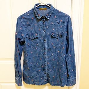 Hugo Boss | Embroidered denim button-down shirt